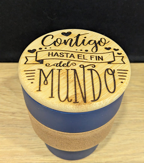 Vaso con tapa personalizado