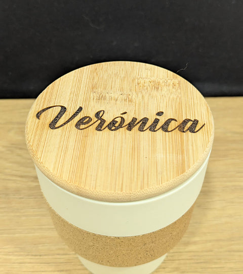 Vaso con tapa personalizado